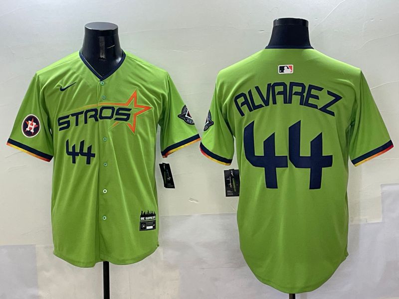 Men Houston Astros #44 Alvarez Green three generations Joint Name 2025 Nike MLB Jersey style 7->houston astros->MLB Jersey